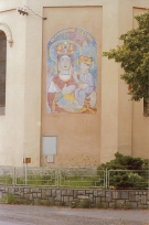 Mozaika na hrabyňském kostele 1991